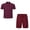 Wine, variant on XiYing Golf Shorts Men, Men's Solid Color Short Sleeve Stand Collar Top with Pocket and Elastic Waist Shorts Set, Casual Summer Outfit, 1 Pack