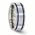 thumbnail image 4 of Edward Mirell Titanium Brushed Double Groove Blue Anodized 8mm Band Size 12.5, 4 of 4
