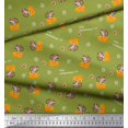 thumbnail image 2 of Soimoi Green Poly Georgette Fabric Cheese Slice & Rats Kids Print Fabric by the Yard 52 Inch Wide, 2 of 3