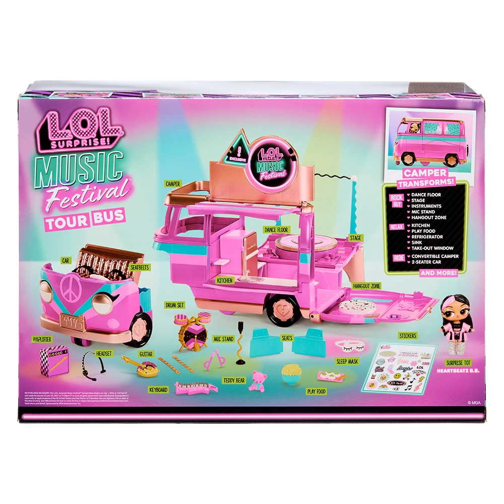 Autobus de tournée LOL Surprise! Music Festival – ensemble de jeu 5 en 1, poupée exclusive incluse, excellent cadeau pour les enfants de 4 ans et +