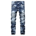 thumbnail image 2 of B91xZ Jeans for Men Ripped Slim Fit Skinny Stretch Jeans,Blue 33, 2 of 5