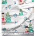 thumbnail image 1 of Soimoi White Rayon Fabric Snowman & Tree Christmas Decor Fabric Printed Yard 42 Inch Wide, 1 of 5