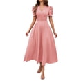 thumbnail image 1 of Daiosportswear Robe à Col en V pour Femme, Couleur Unie, Taille Haute, Manches Courtes, Rose, m(m), 1 of 5