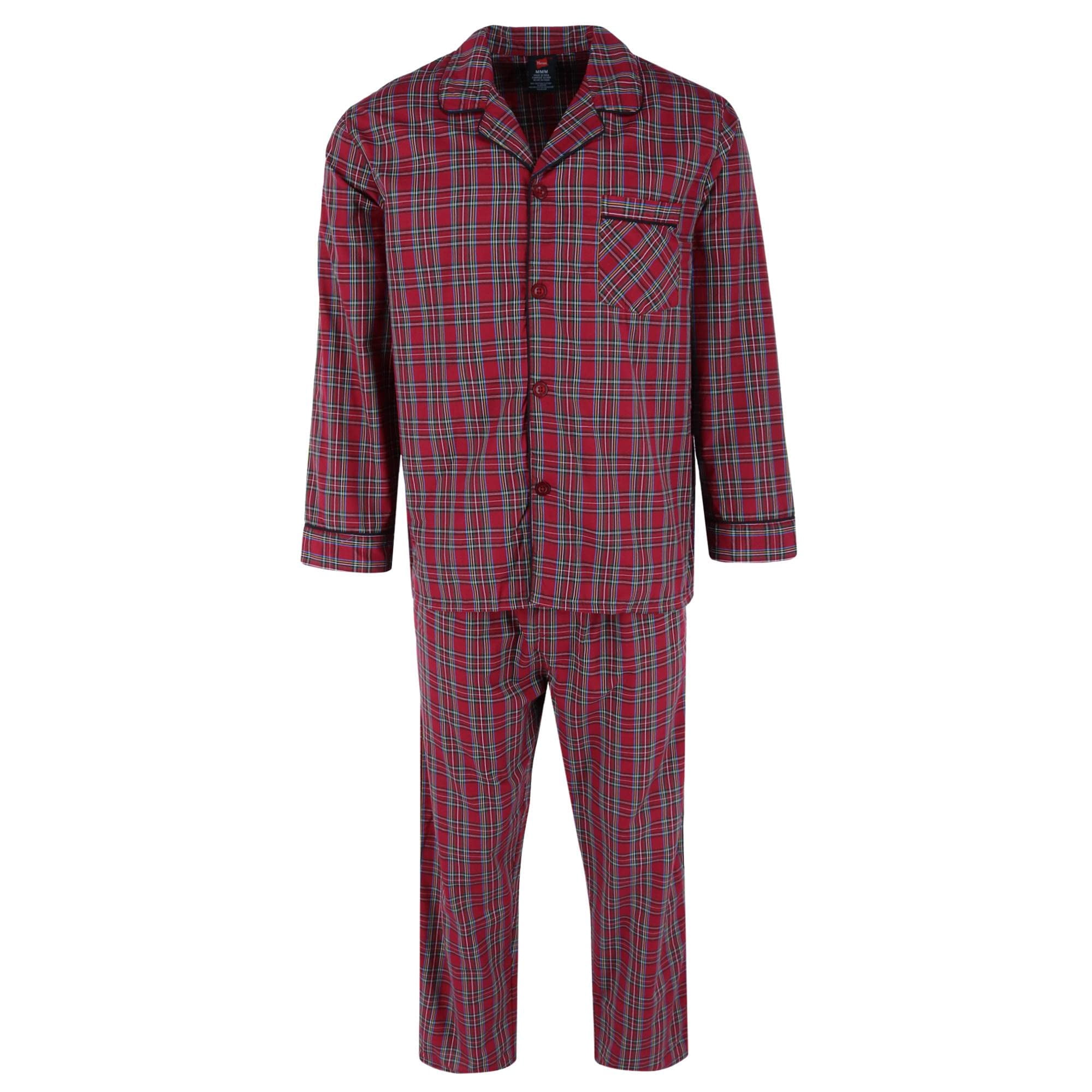 Hanes Pyjama en Popeline à Manches Longues pour Homme Grande Taille, 4TG, Rouge