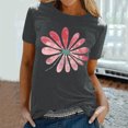thumbnail image 2 of KIHOUT Nouveau Haut de Mode d'Été pour Femmes 2025, T-Shirt à Manches Courtes à Col Rond Décontracté à Imprimé Floral Gris Foncé TG, 2 of 5