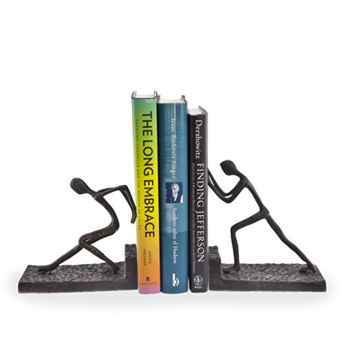 Danya B. Hommes Poussant Ensemble Serre-Livres en Métal. Fer Métal Art pour la Maison et la Décoration de Bureau - Serre-Livres Décoratifs pour Étagères. Accents Parfaits pour Votre Livre