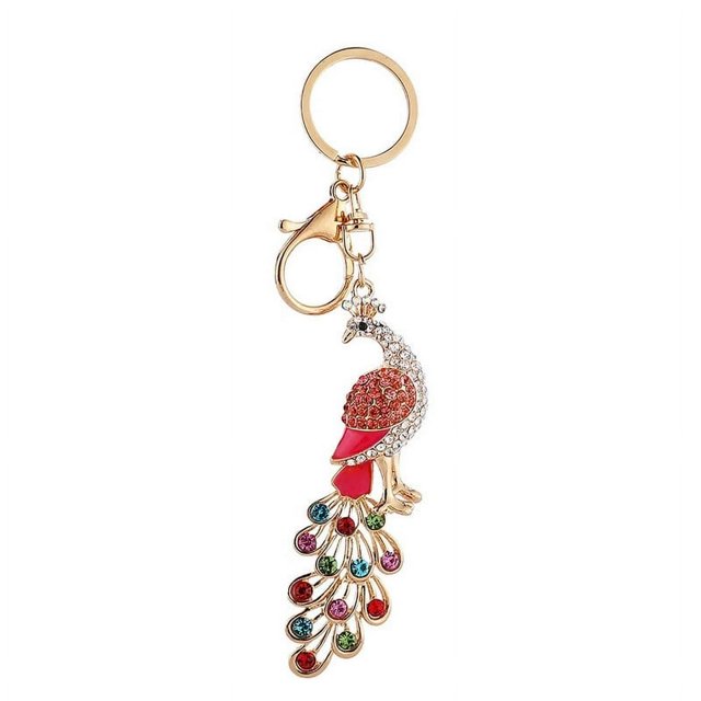OUSITAID Porte-Clés Porte-Clés Étincelant hree-dimensional Animal Pattern Decoration Paon Faux Cristal Strass Porte-Clés Sac Accessoire