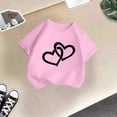thumbnail image 5 of PMVFHDE T-Shirts Fille T-Shirt Enfant Filles Mignon Graphique Col Rond Manches Courtes Tee Été Décontracté T-Shirt Rose, 8-9 Ans, 5 of 5