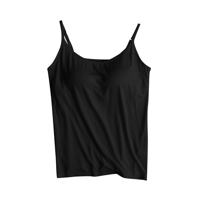 Timegard Camisoles pour Femmes avec Soutien-Gorge Intégré Débardeurs d'Été Sans Manches Bretelles Spaghetti Ajustables