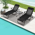 thumbnail image 1 of Costway 3pcs Patio Folding Chaise Lounge Chair PVC Tabletop Set Outdoor Portable Beach, 1 of 10