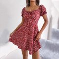 thumbnail image 2 of XZNGL Womens Casual Flared Sleeve Drawstring Dress with Floral Arrangements, 2 of 8