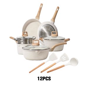Ruiboury Ensemble de produits de cuisine à haute teneur en granit Ensemble de casseroles pour l'expérience et de poêles Ensemble de pots d'induction sans bâton Tous les plats de cuisson
