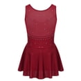 thumbnail image 2 of inhzoy Robe de Patinage Artistique pour Filles Enfants avec Strass et Paillettes, Ballet, Patineuse, Danseuse, Costume Scintillant Bourgogne 10, 2 of 7