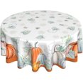 thumbnail image 1 of Nappe d'Automne Ronde 60 Pouces Blanc Orange Citrouilles Feuilles Action de Grâce Récolte d'Automne Nappe Décorative Lavable Résistant aux Plis et aux Taches Polyester Housse de Table pour Fête Souper Pique-Nique, 1 of 6