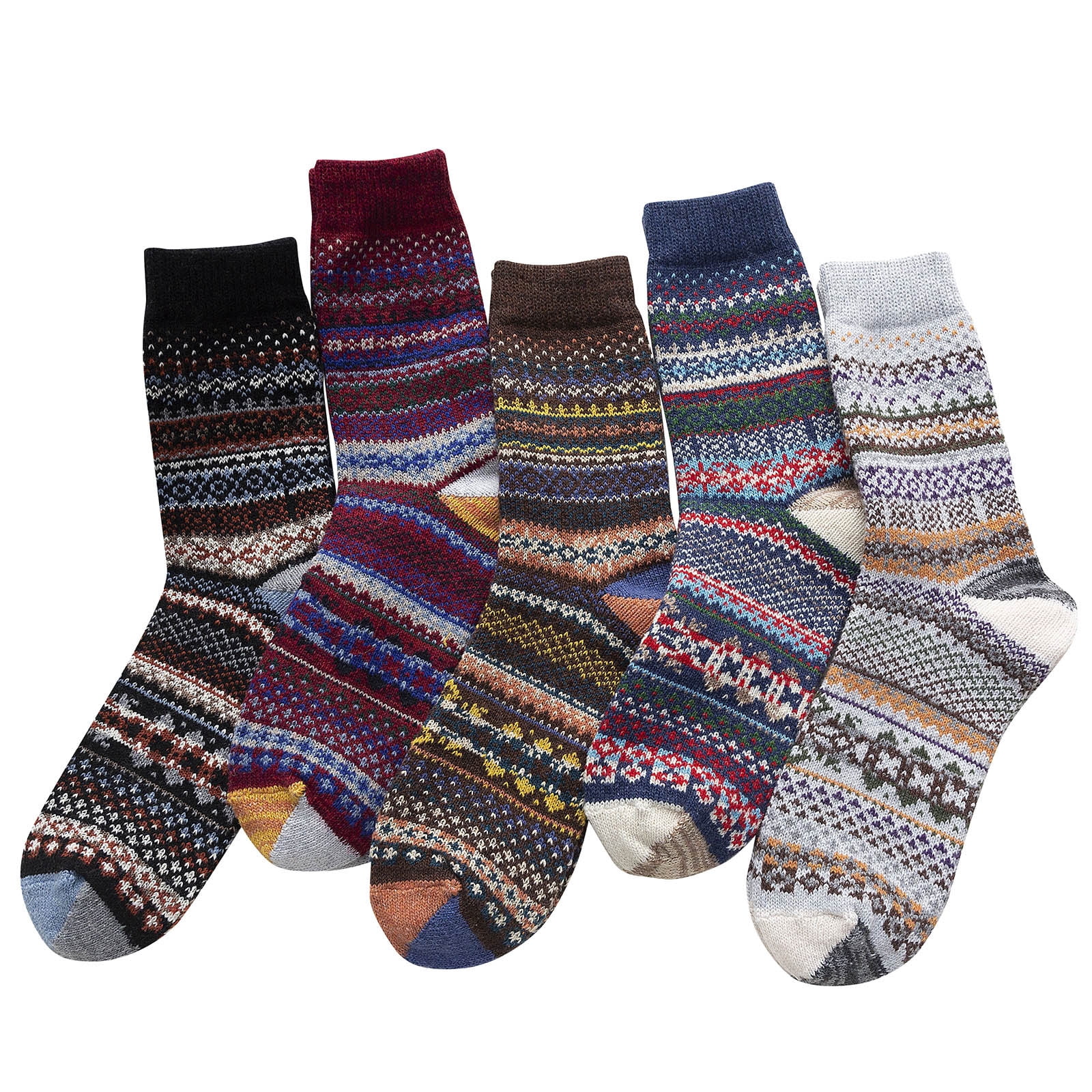 Womens Wool Socks Winter 5 Pack Womens Socks Vintage Winter Soft Warm Cold Knit Wool Socks