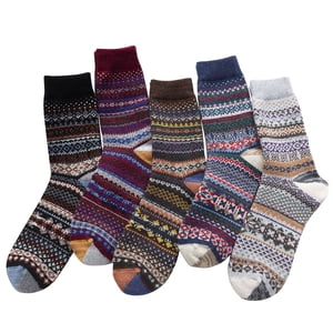 Womens Wool Socks Winter 5 Pack Womens Socks Vintage Winter Soft Warm Cold Knit Wool Socks