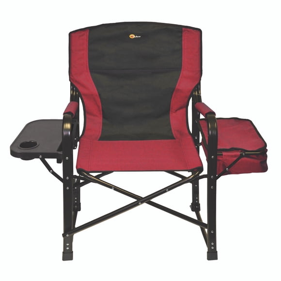 Faulkner Camping Chair 49582 El Capitan; Director Chair; 300 Pound Weight Capacity; Foldable; Burgundy/Black; Steel Tubing With Polyester Fabric; Without Headrest
