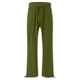 thumbnail image 4 of Yuyuzo Womens Pants Solid Color Elastic Waist Drawstring Casual Wide Leg Pants Ladies Loose Lounge Pants For Workout, 4 of 7