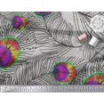 thumbnail image 2 of Soimoi Tissu en Satin Modal Imprimé Plume de Paon, Largeur 42 Pouces, 2 of 3