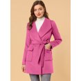 thumbnail image 3 of INSPIRE CHIC Trench-Coat Long à Col Châle Ceinturé pour Femmes Turquoise L, 3 of 6
