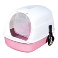 thumbnail image 4 of Hooded Cat Enclosed Cat Toilet Reusable Removable Cat Litter Tray Pink, 4 of 8
