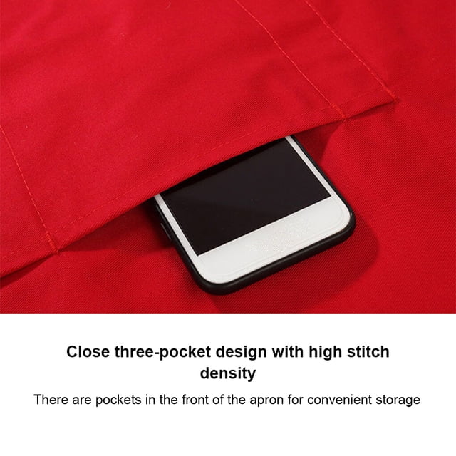 ziyahi Adults Home Baking Apron Skin-friendly Adjustable Oil Proof Pockets Cooking Bib Reusable Washable Kitchen Supplies Red