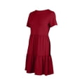 thumbnail image 4 of Pisexur Robes Midi d'Été pour Femmes Décontractées Évasées à Étages Robe T-Shirt Ourlet Ample Manches Courtes Robes de Plage avec Poches, 4 of 6