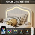 thumbnail image 4 of Twin Upholstered Bed Frame with Storage Drawer and Smart Led Headboard, Twin Size Platform Bed Frames for Kids, Wooden Slats Support, No Box Spring Needed, Easy Assembly, White, 4 of 7