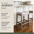thumbnail image 2 of Maven Lane Adrien Tabouret de Bar à Selle, Fini Chêne Récupéré, avec Revêtement en Tissu Gris Cendré, 2 of 6