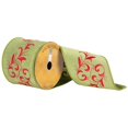 thumbnail image 1 of Vickerman Q172151 4 in. x 10 Yard Green & Red Embroidery Vine Wired Ribbon, 1 of 1