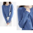 thumbnail image 5 of Hontri Cardigans pour Femmes Légers Offres à Moins de 15 $, Cardigan Basique pour Femmes à Col Rond, Manches Longues, Boutonné, Manteau Court en Molleton à Col Rond pour Femmes Bleu G, 5 of 5