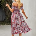 thumbnail image 2 of ANGGREK One Piece Off Shoulder Dress, Off Shoulder Slit Long Dress Floral Printed For Daily Life, 2 of 5