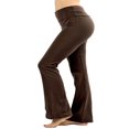 thumbnail image 4 of CHUANK Womens & Plus Stretch Cotton Fold-Over High Waist Bootcut Workout Flared Yoga Pants, 4 of 4