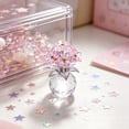 thumbnail image 1 of Glass Crystal Flower Vase Ornament, Sparkly Floral Figurine for Home or Car Decor, 10.4 x 6.9 x 6.9 cm, Multicolor, 1 pc, 1 of 6