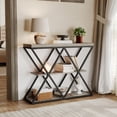 thumbnail image 2 of 3-Tier Industrial Entryway Console Table - X-Shaped Metal Frame & Open Storage Shelves, Ideal Hallway Accent Table, 2 of 9