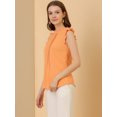 thumbnail image 4 of INSPIRE CHIC Blouse Sans Manches pour Femme, à Volants, Plissée, Blouse CHIC pour le Travail, TP, Orange, 4 of 6