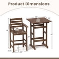 thumbnail image 3 of Costway Ensemble de Bar de Patio en HDPE 3 Pcs Fauteuils avec Table Haute Carrée Repose-Pieds Dossier Brun, 3 of 10