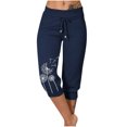 thumbnail image 2 of Gros Rabais! Georges Pantalons de Randonnée Joggers Femme Mode Cordon Poches Taille Élastique Capris à Imprimé, 2 of 6