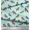 thumbnail image 2 of Soimoi Green Cotton Poplin Fabric Rufous Flycatcher Bird Print Sewing Fabric Yard 58 Inch Wide, 2 of 3