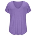 thumbnail image 3 of Yuyuzo Plus Size Tops for Women Oversized T Shirts Short Sleeve Shirts Deep V Neck Loose Fitted Tees Solid Color, 3 of 5