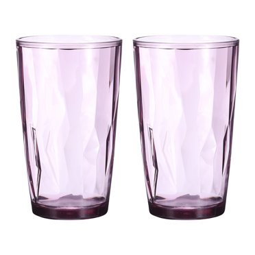 Unique Bargains 17oz Acrylic Drinking Glasses, 2Pack Plastic Reusable Tumblers Drinkware for Home Outdoors, Purple