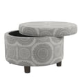 thumbnail image 4 of HomePop Ottomane de Rangement Ronde Transitionnelle en Bois et Tissu, Médaillon Gris, 4 of 8