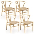 thumbnail image 1 of Costway Modern Dining Chair Set of 4 Weave Kitchen Armchairs with Y-Shaped Curved Backrest, 1 of 9
