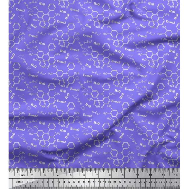 Soimoi Toile Poly Georgette Formule Chimique Éducation Thème Imprimé par Cour 52 Pouces de Large