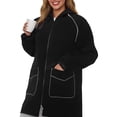 thumbnail image 1 of Breezora Manteau Long à Capuchon Résistant à l'Eau pour Femmes avec Détails Réfléchissants, devant à Boutons, Vêtement d'Extérieur de Protection contre la Pluie, Taille TTG, Noir, 1 of 9