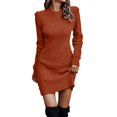 thumbnail image 1 of Kcodviy Robe Chandail pour Femme Mini à Manches Longues Robe à Manches Longues Robe Unie Ample Robe Longue en Tricot, 1 of 6