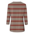 thumbnail image 4 of Annhoo Hauts d'Automne pour Femmes 2025 Mode Manches 3/4 Col Ras du Cou Chandails à Enfiler Chemises Décontractées Confort Blouses à Rayures Imprimées, 4 of 5