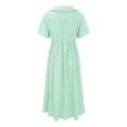 thumbnail image 4 of WTXUE Robes pour Femmes 2024, Robe Décontractée Rétro en Coton et Lin Uni à Boutons et Col en V pour Femme, Robe en Lin, Robes Petite pour Femmes, Robe Verte, 3# Vert P, 4 of 9
