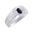 thumbnail image 4 of RYLOS Men's Rings 14K White Gold Classic Nugget 6X4MM Oval Gemstone & Diamond Ring Sapphire September Birthstone Rings Size 8, 4 of 7