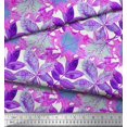 thumbnail image 2 of Soimoi Purple Modal Satin Fabric Autumn Leaves Printed Fabric 1 Yard 42 Inch Wide, 2 of 2